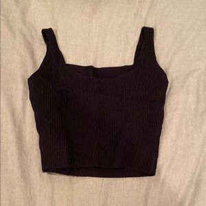 Black Ribbed Women's Top